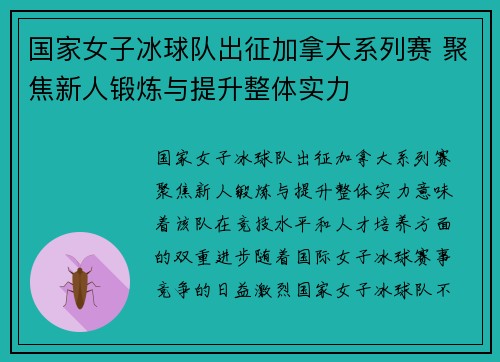 国家女子冰球队出征加拿大系列赛 聚焦新人锻炼与提升整体实力